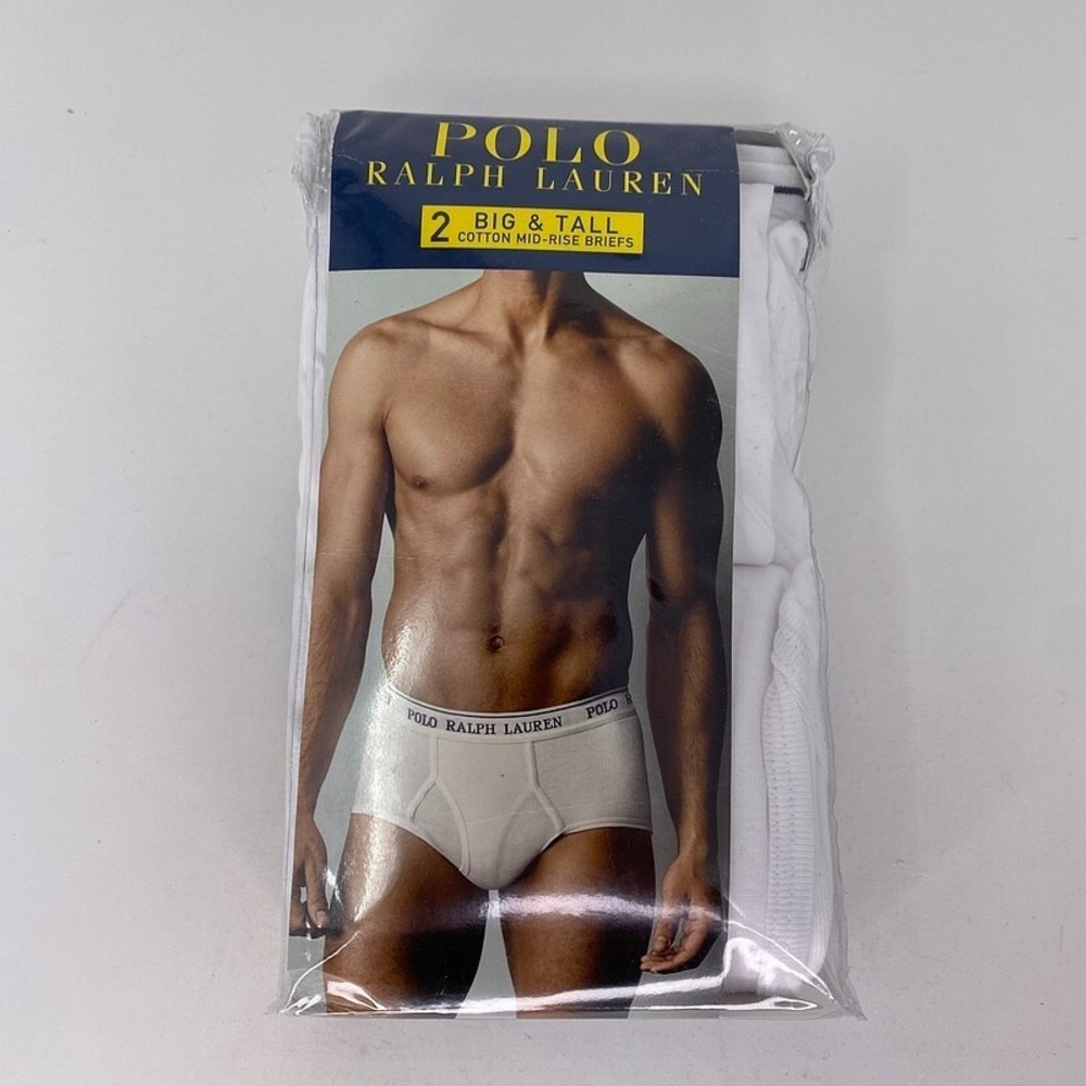 New POLO Ralph Lauren Mid Rise Briefs Underwear Big & Tall 54" Cotton 2 Pack Men